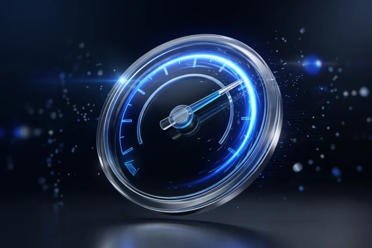 Glowing blue speed gauge